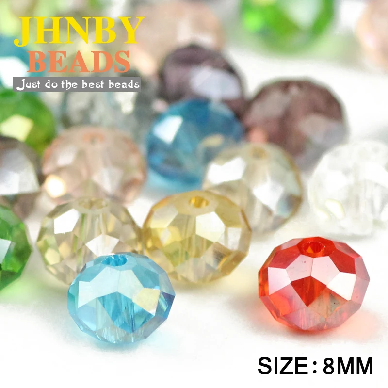 JHNBY Flat Round Shape Upscale Austrian crystal beads High quality 8mm 50pcs ball loose beads for jewelry making Accessories DIY