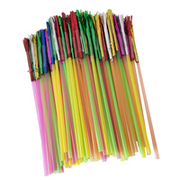 100 X Metallic Foil Fringe Fireworks Cocktail Party Straws Decoration