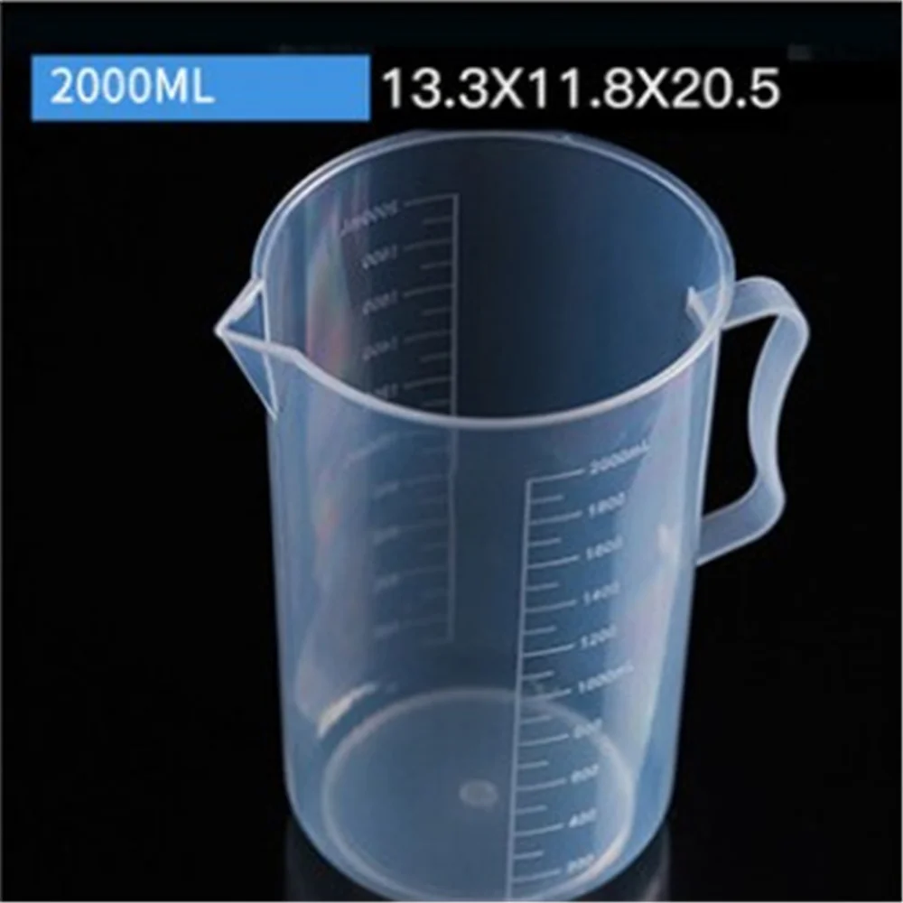 1Pc 2000ml plastic beaker with scale plastic measuring beaker plastic cup with handle