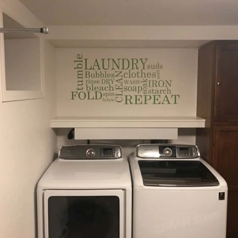 Laundry Vinyl Wall Decals Quote Waterproof Home Decor Subway Laundry Room Decor Vinyl Wall Art Stickers Creative Decal Z881