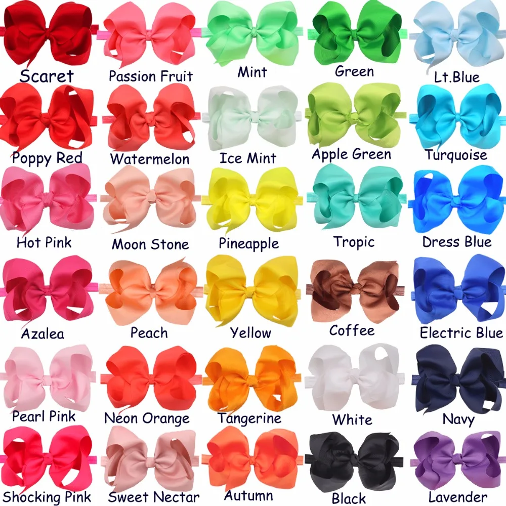 Soft Elastic Headbands para Bebês Meninas, Arcos de Cabelo, Big Band para Crianças Recém-nascidas, 30 Cores, 6\