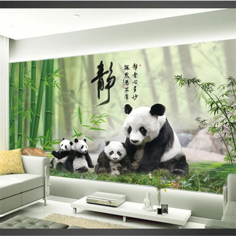 wellyu  papel parede  Custom wallpaper Treasure Panda Realistic Bamboo Panda TV Wall papel de parede para quarto	 wall paper