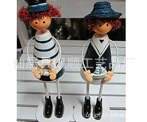 

zakka Mediterranean-style metal navy wooden doll hanging feet Decoration Home Decoration wholesale