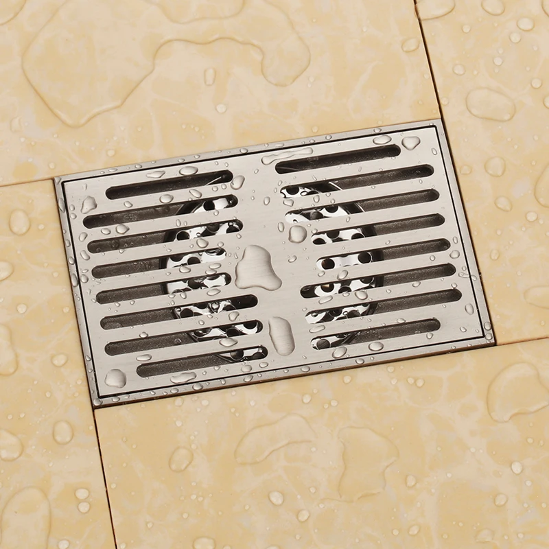 

New Brushed solid brass copper 140 x 90mm square anti-odor floor drain bathroom shower drainer cover