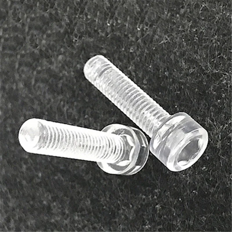 20 unidades de tornillos hexagonales de policarbonato transparentes, cabeza de vaso, tornillo de plástico de 12mm-30mm de longitud, M6, M8