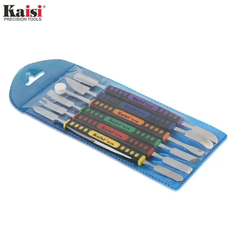 Kaisi 6Pcs Dual Ends Metal Spudger Set for iPhone iPad Tablet Mobile Phone Prying Opening Repair Tool Kit Hand Tool Sets