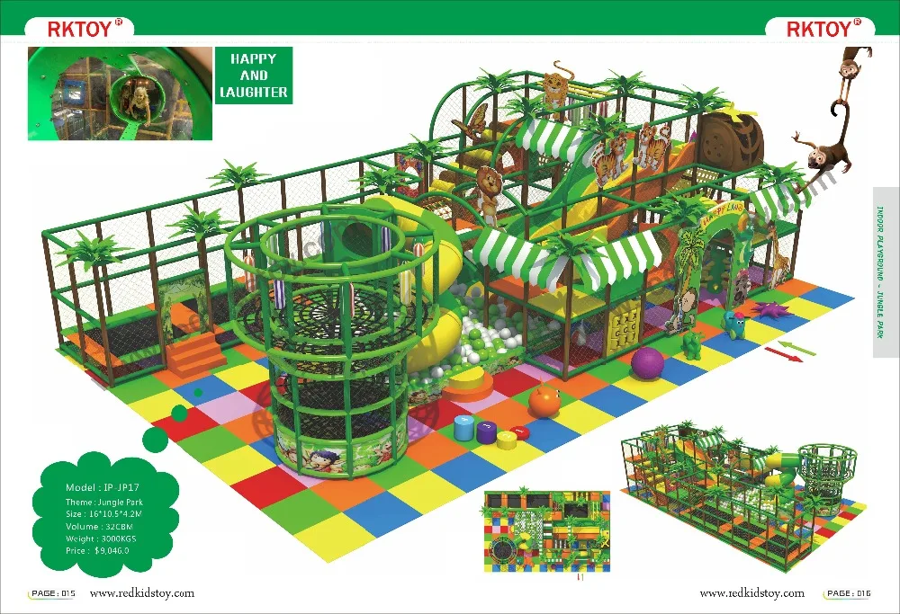 CE Approved Premium Quality Jungle Themed Multi-functional Playground Equipment With Net Tower IP-JP17