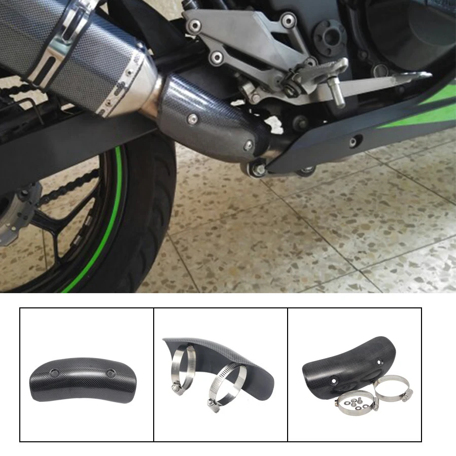 Alconstar- Motorcycle Exhaust Middle Mid Link Connect Pipe Protector Heat Shield Cover Anti-Scalding Shell for Honda for Suzuki