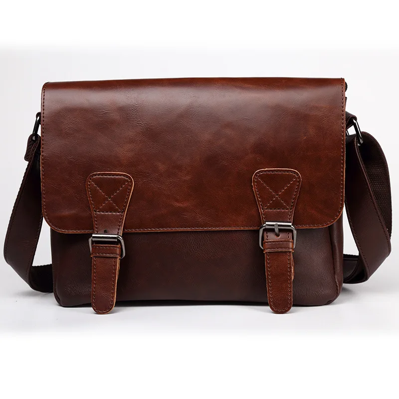 Imagem -03 - Bolsas Mensageiro de Couro para Homens Bolsa de Negócios Preta Vintage Ombro Tiracolo Bolsa para Laptop Pasta Casual Alta Qualidade