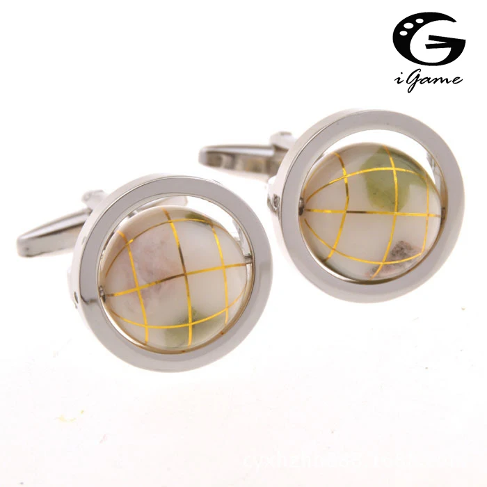 

iGame Factory Price Globe Cufflinks White Color Functional World Map Design Free Shipping