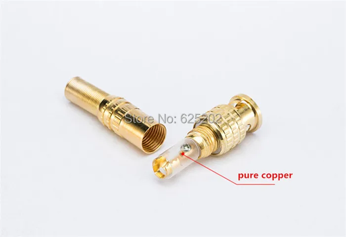 75-5 BNC Connector Free-Solder Q9 Head High-Temperature Resistant Copper Needle All-Gold-Plated 2 Pieces