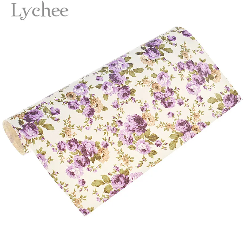 Lychee Life 29x21cm A4 Flowers Litchi Leather Fabric High Quality Floral Pattern Synthetic Leather DIY Material For Handbag
