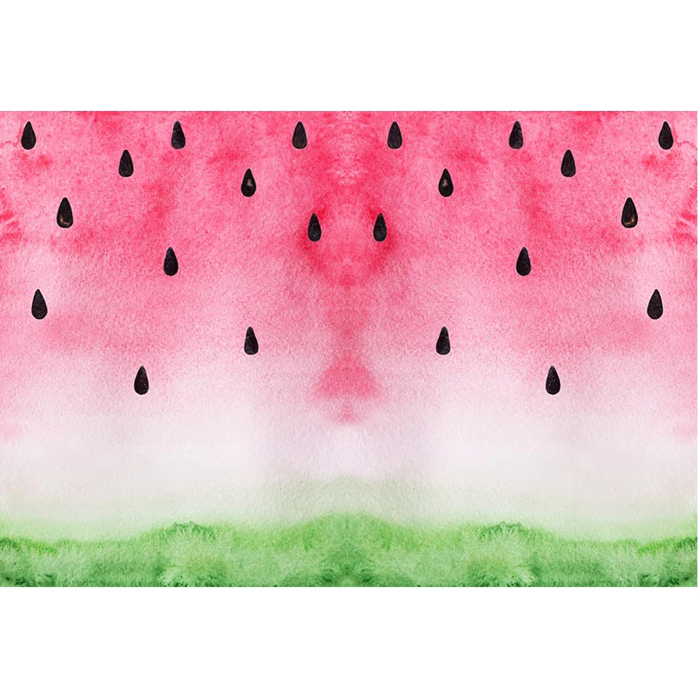 

Red Watermelon Wall Photography Backdrop Green Floor Printed Black Seeds Newborn Baby Kids Birthday Party Photo Booth Background