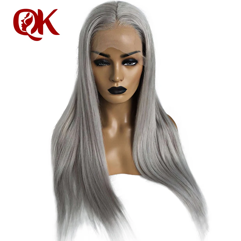 QueenKing hair Transparent Lace Front Wig 180% Density Ash Blonde Wigs Silver Grey Brazilian Remy hair Free Shipping Overnight