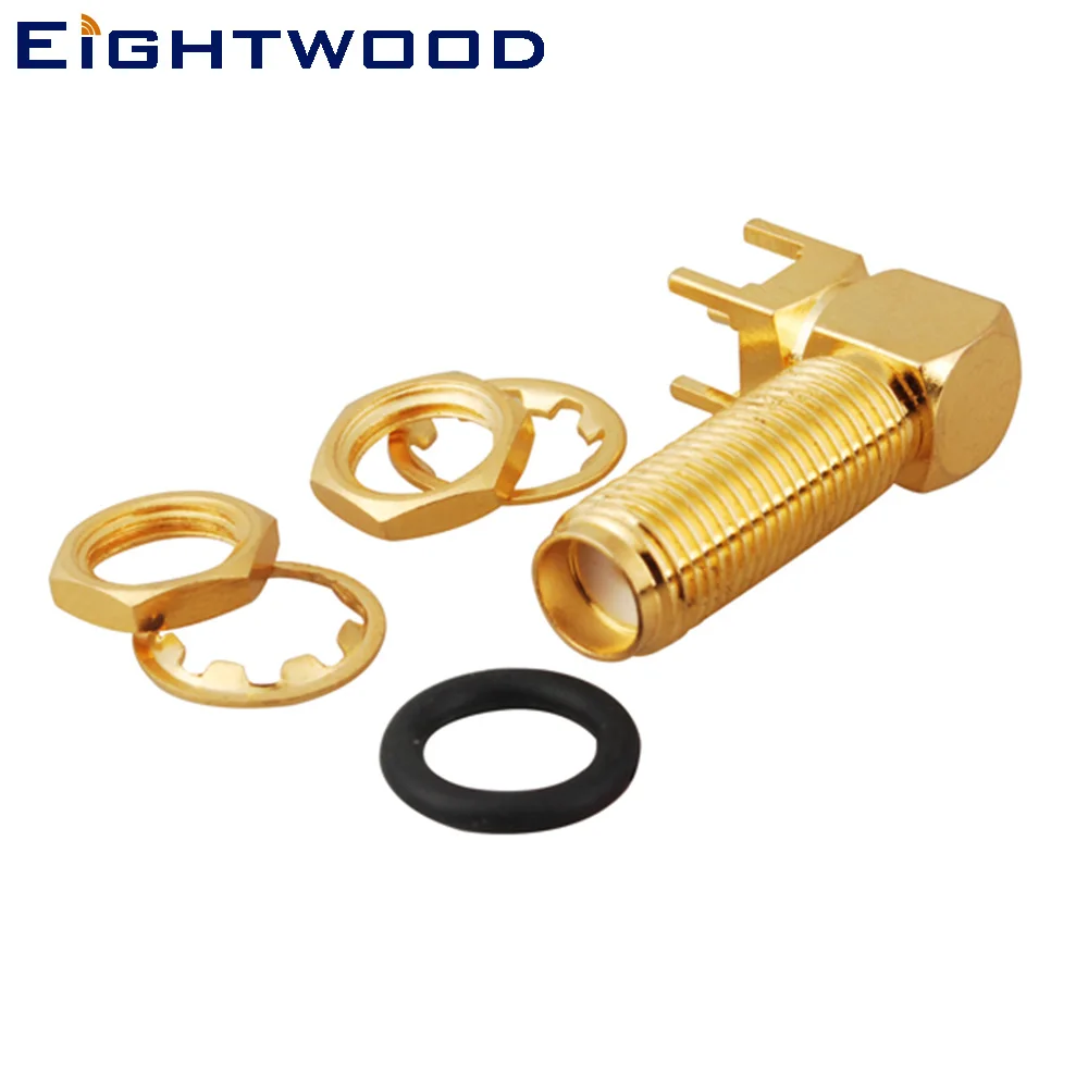 

Eightwood 5PCS SMA Jack Female RF Coaxial Connector Adapter PCB Mount Blukhead O-ring Right Angle for Antenna Base Stations