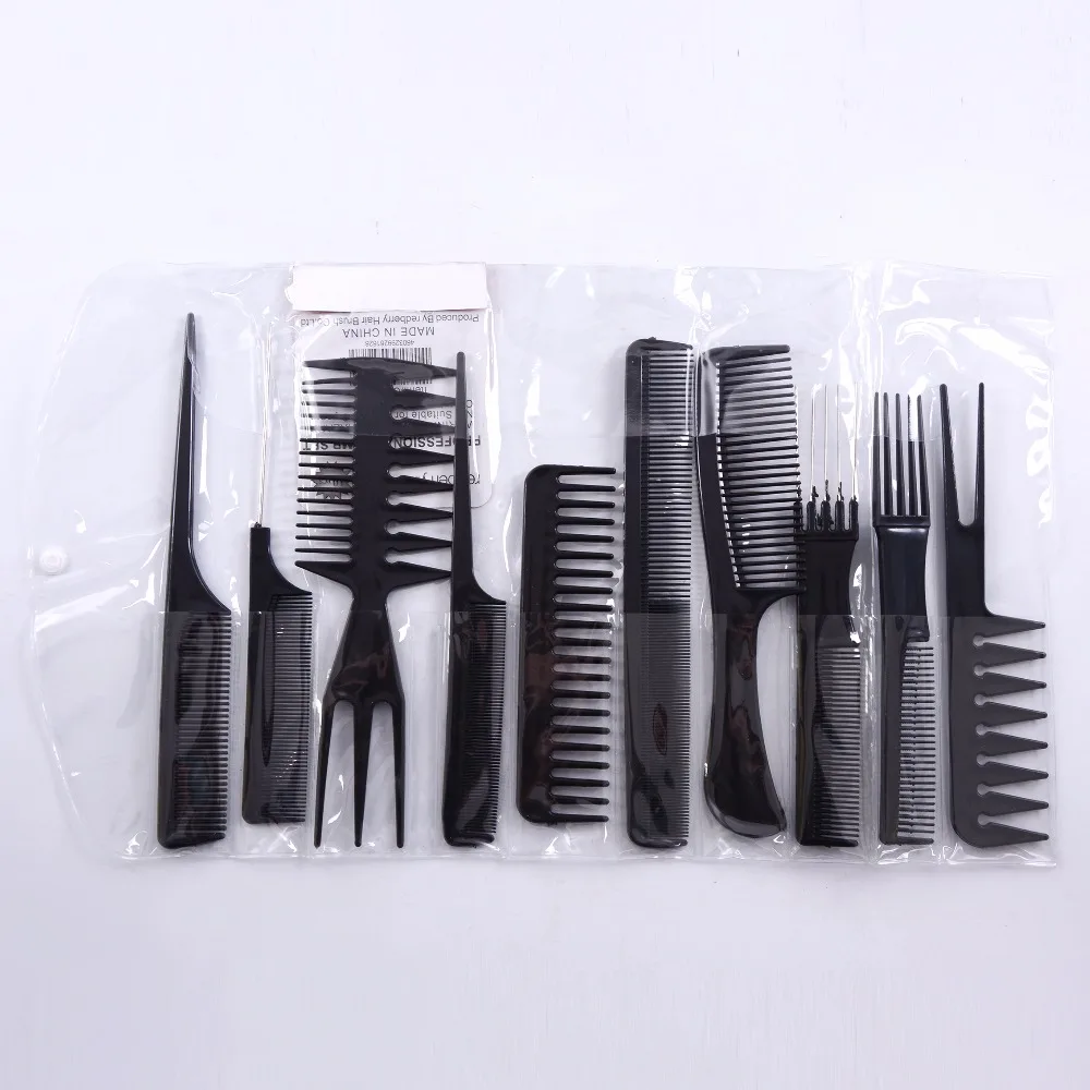 10 Pcs/Set Hair Combs Salon Barber Hair Brushes Hairdressing Cutting Combs Hair Care Styling Tools