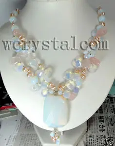 

Moonstone Pink Pearls Natural Stone Necklace Women Design Handmade