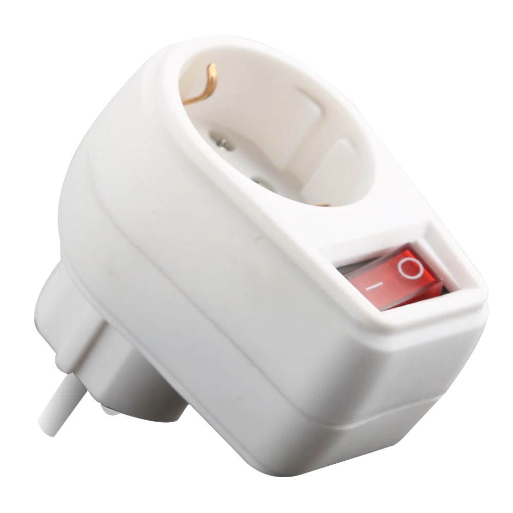 4.8 MM EU Plug European Standard Power Adapter 250V 16A ,Changeover Switch Adaptor Socket With ON OF
