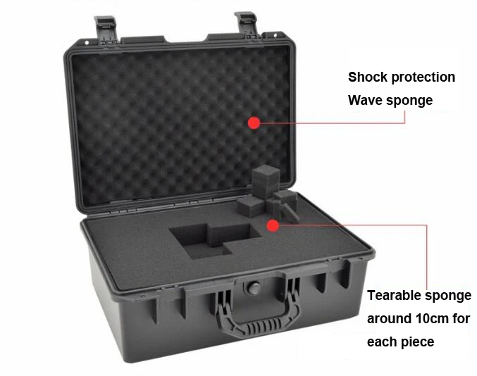 Tool Box Waterproof Impact Resistant Safety Case Suitcase Toolbox File Box Equipment Camera Case with Pre-cut Foam Lining