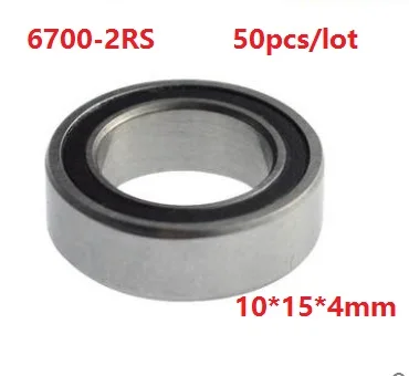 50pcs/lot 10x15x4mm 6700RS 6700-2RS 6700 2RS ball bearings 10*15*4mm Thin Wall Deep Groove Ball bearing