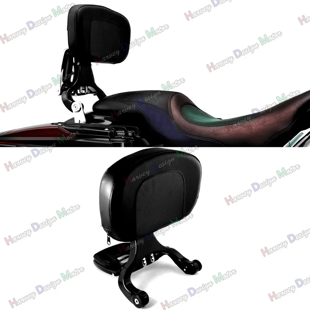 Black Multi Purpose Adjustable Driver & Passenger Backrest For Harley Touring Street Glide Road King Cross-Country