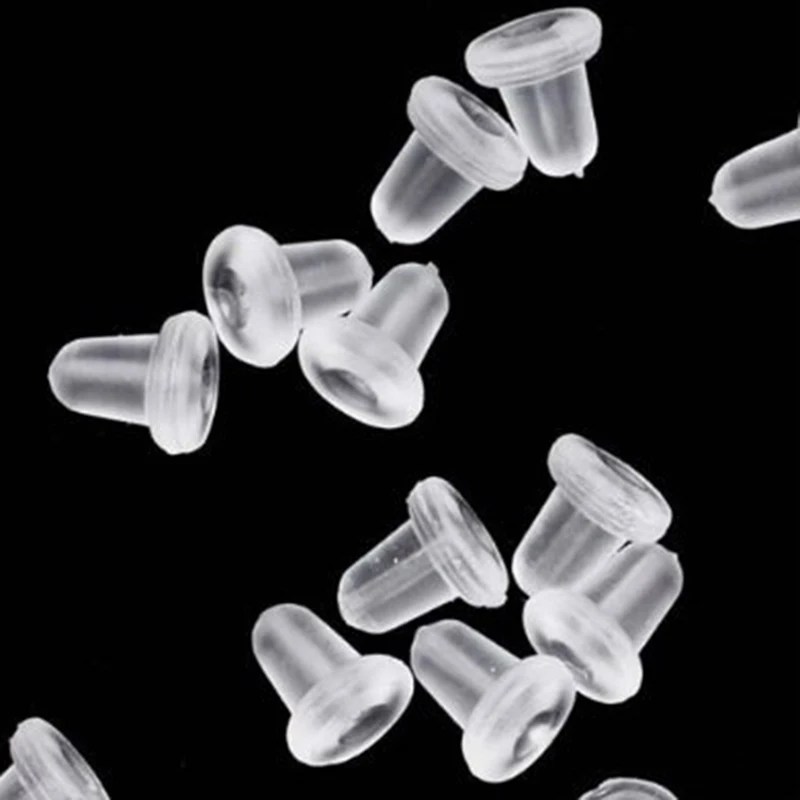 50Pieces Stud Earring Transparent Rubber Stoppers Silicone Round Ear Plugging Blocked Earring Backs Stoppers EarEarstud Findings