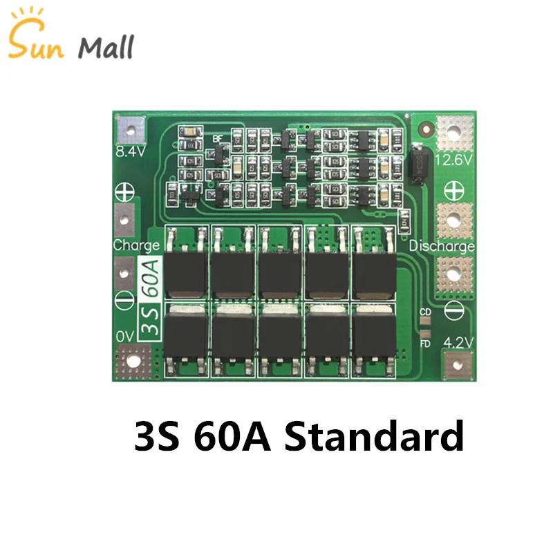 

3S 60A BMS board/ Li-ion 12.6V 18650 BMS PCM battery protection board for li-ion battery