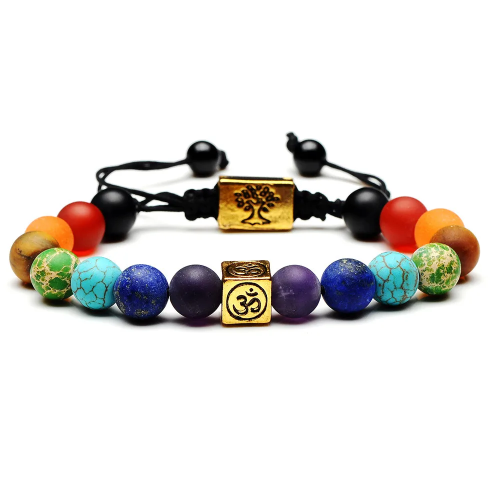 DIEZI Christmas Gift 7 Chakra Tree Of Life Charm Bracelets Multicolor Beads Stones Weave Rope Bracelet Women Men Yoga Bracelets