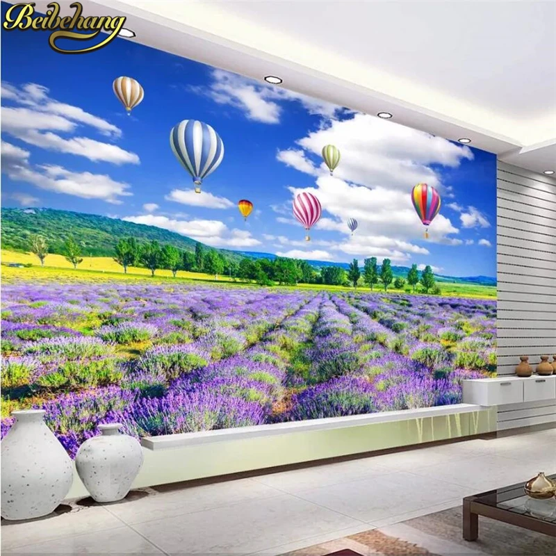 

custom Lavender pastoral natural landscape Mural Wallpaper TV Background Wall paper Pictures For Bedroom Living Room Stickers