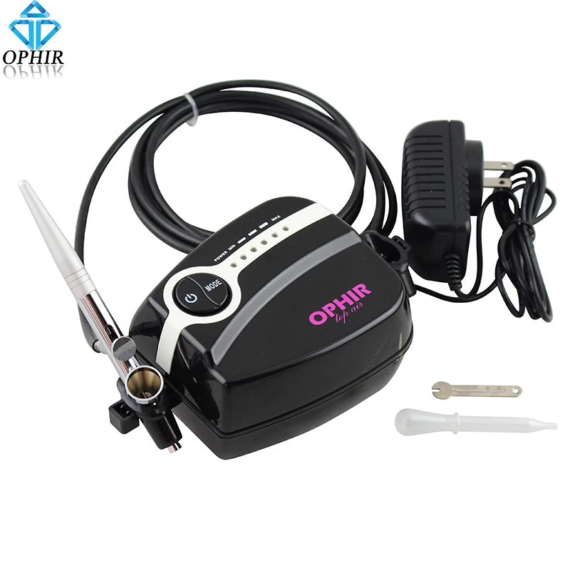 OPHIR Trắng 0.4 mét Duy Nhất-Action Airbrush Kit Với Máy Nén Sơn Cơ Thể 5-Adjustable Mini Air Compressor cho Makeup # AC094W + AC007