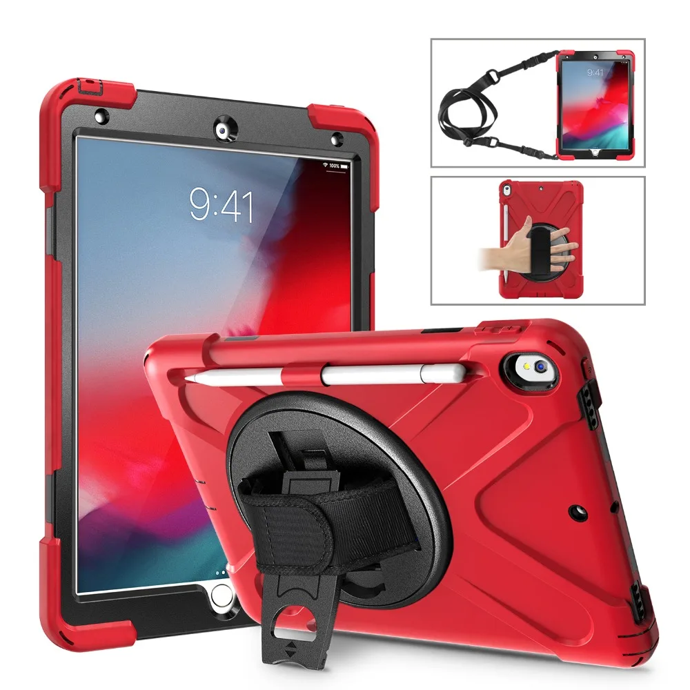 Ultra Hybrid Shockproof Kids Case for IPad Pro 10.5 Inch A1701 A1709 Tablet Hand Shoulder Strap with Pencil Holder Cover Funda