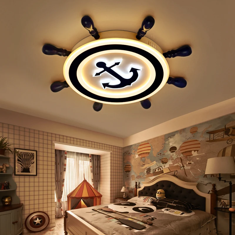 

Mediterranean Ceiling Lights originality blue simplified cartoon rudder boy bedroom light baby eye ceiling lamp LU621 ZL492