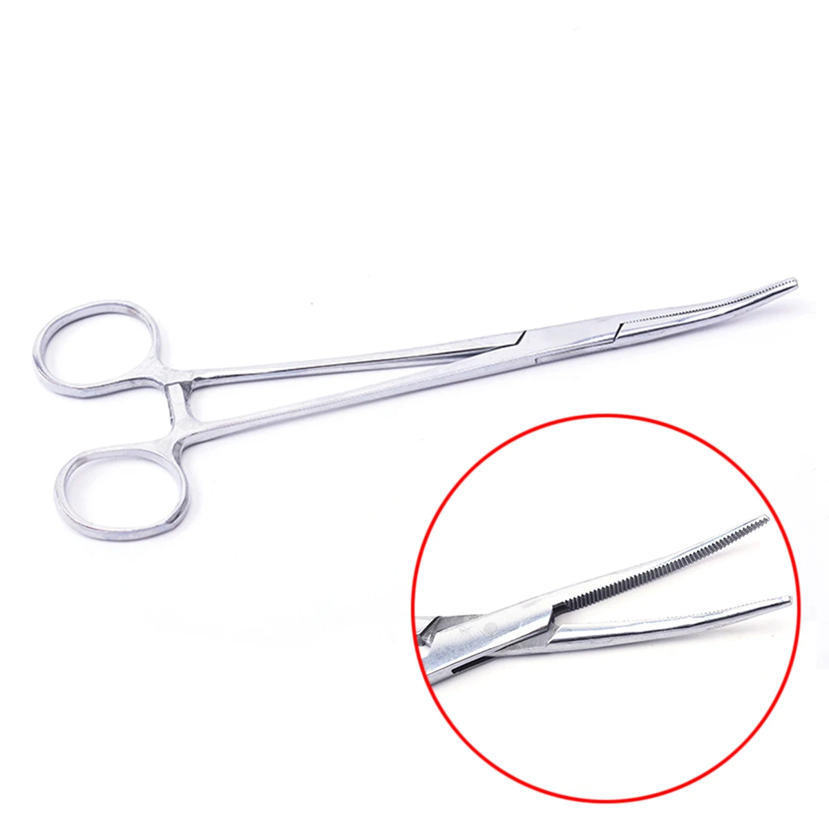 18cm New Fishing Stainless Steel Curved Tip Hemostat Locking Clamp Forceps Plier