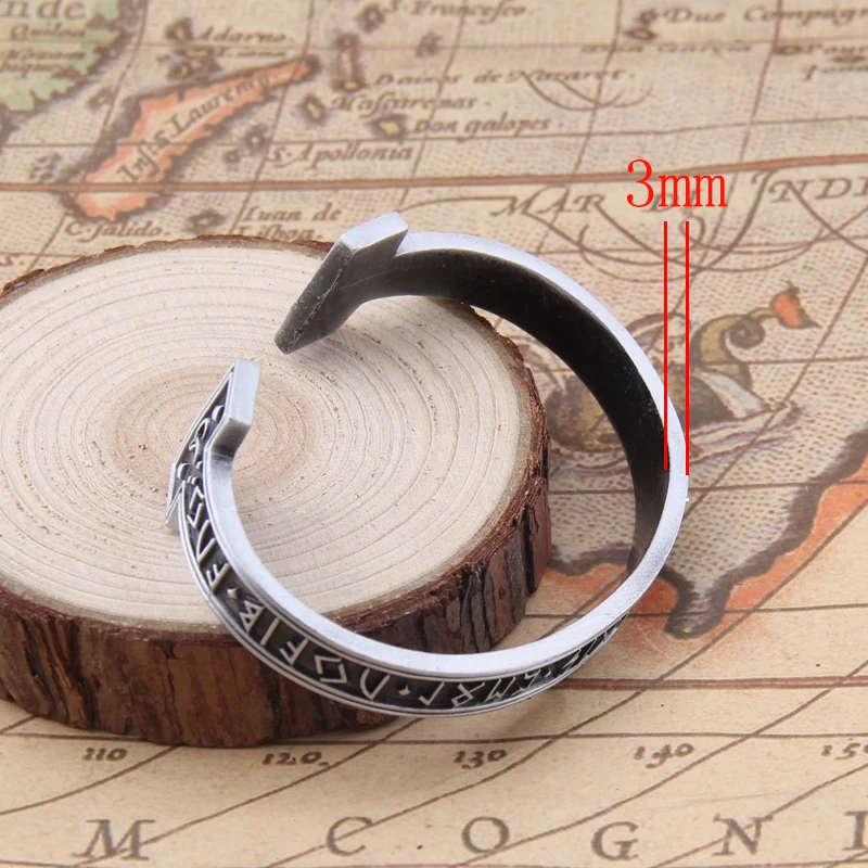 1pc Men\'s Handmade Nordic Rune Bangle Viking