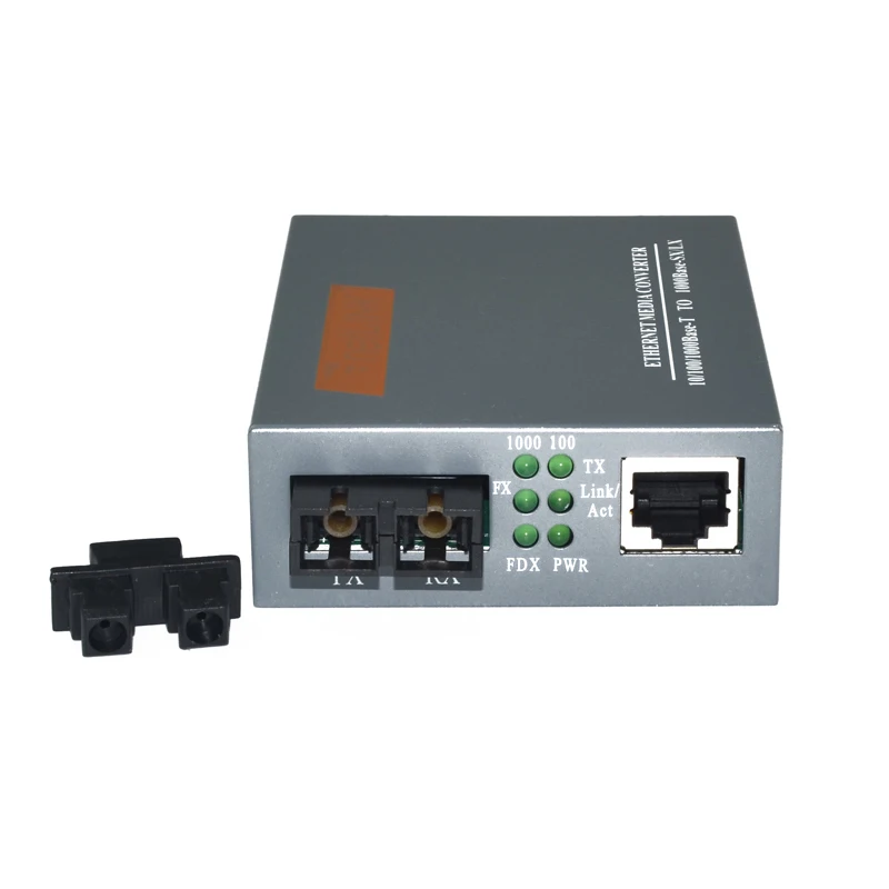 1pcs HTB-GM-03 10/100/1000M fiber transceiver 1 RJ45+2 SC Port 2KM multimode Dual Fiber Media Converter