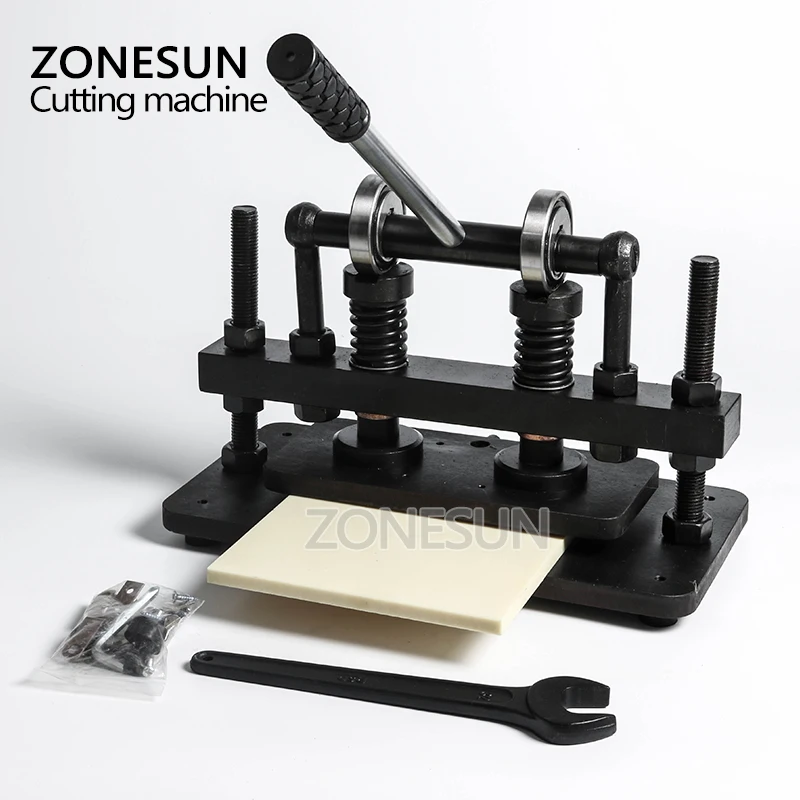 ZONESUN 26x12cm Double Wheel Leather Die Cutting Machine Paper Dies Pattern Hand Press Mold Leather Embossing Machine