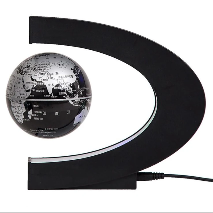 C Shape Magnetic Levitation Globe Floating World Map LED Light Terrestrial Children Educatioanl Toys Home Office Decor