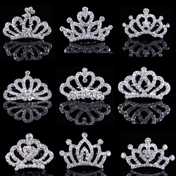 Children Tiaras and Crowns Small Kids Girls Rhinestone Crystal Crown Heart Princess Party Accessiories Hair Jewelry Ornaments