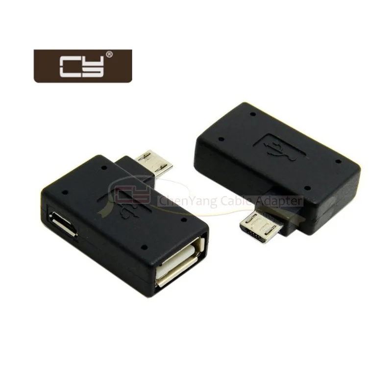 90 Degree Left Angled Micro USB 2.0 OTG Host Adapter with USB Power for Galaxy S3 S4 S5 Note2 Note3 Cell Phone & Tablet