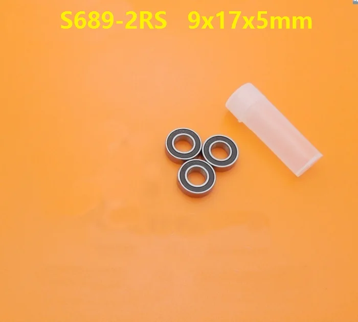 

50pcs/lot S689RS S689-2RS S689 RS 2RS 9x17x5 Stainless Steel deep groove ball bearings Miniature Mini 9*17*5 mm