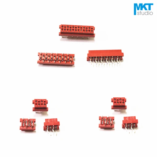 50Pcs Micromatch Through Hole Red 2.54mm Pitch Male IDC Box Header Connector Sample 4P 6P 8P 10P 12P 14P 16P 18P 20P 22P 24P 26P