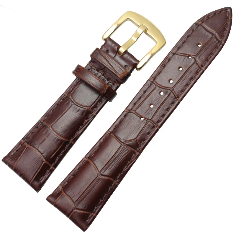 Genuine Leather Watchband Men Black Brown 19mm 20mm 21mm 22mm Soft Strap Watch Accessories and Steel Metal Needle Buckle