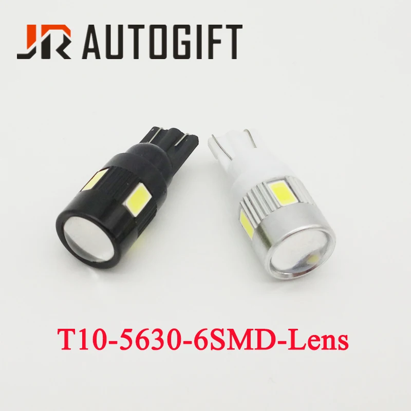 

100Pcs T10 5630 6SMD Lens 194 168 W5W 6LED bulb 12V 24V 360 degree Car styling Auto Wedge license plate Light for universal car