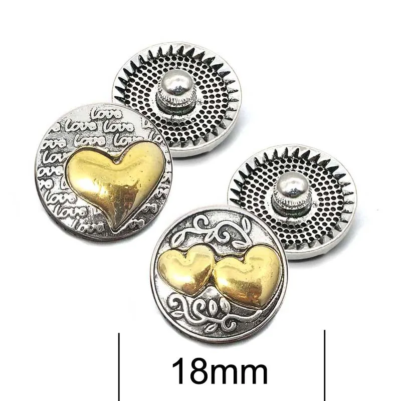 high quality metal Rhinestone Snap Buttons w232 heart Diy Jewelry fit 18mm Snap button Necklaces/Bracelets for women