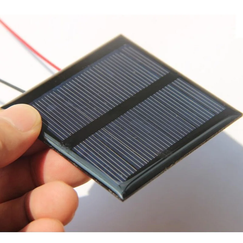 BUHESHUI 5.5 فولت الخلايا الشمسية 0.6 واط لوحة طاقة شمسية متعددة البلورات مع كابل 15 سنتيمتر لتقوم بها بنفسك نظام الطاقة الشمسية 65*65 مللي متر