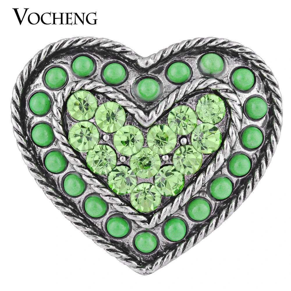 3 Colors Vintage Heart of Round Bead 18mm Vocheng Ginger Snap Jewelry Vn-1091