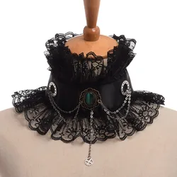 Victorian Ruffled Black Lace Chocker Detachable Fake Collar for Women Party Cosplay Accessory