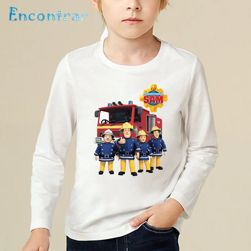 

Children Cartoon Fireman Sam Funny T shirt Kids Long Sleeve Tops Baby Boys/Girls Comfortable Casual Clothes,LKP2078