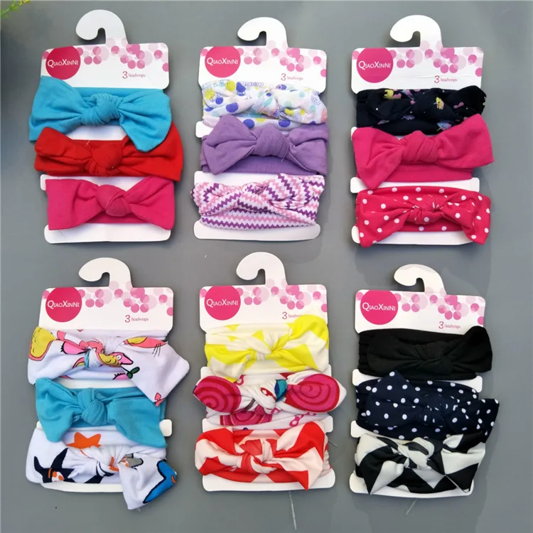 Hot Sale 3 pieces/lot New Baby Headband Cotton Bow Kids Girls Headwear Kids Children Hair Accessories Baby Shower Gift