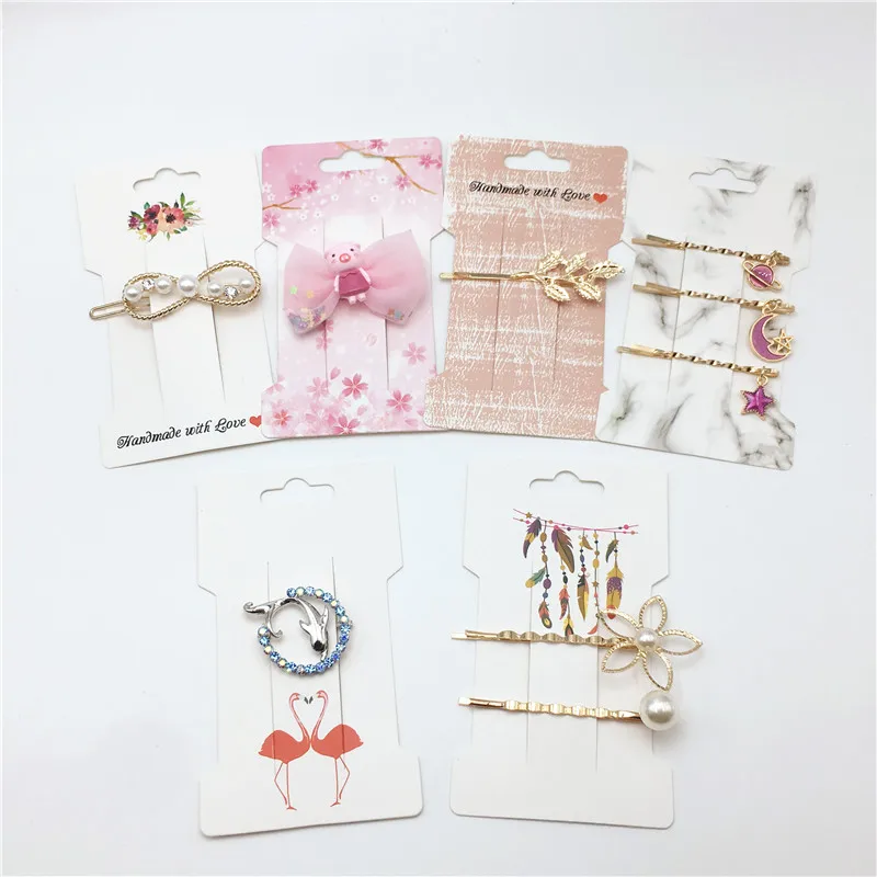 

Free shipping 50pcs Fashion Jewelry Hair Clip Packaging Paper Card Various Specifications Kraft Hairpin Display Cards